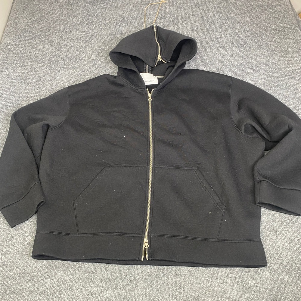 The Frankie Shop Black Zip Up Hoodie Oversized Cotton Rayon Blend Sweatshirt